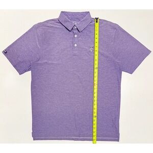Straight Down Performance Mens Golf Polo Shirt Purple Heathered Short Sleeve L